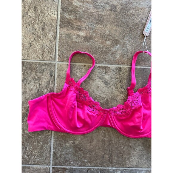 Skims Fits Everybody Lace Underwire Bra Neon Rose Size 42A - Picture 3 of 8